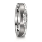 Partnerring rostfritt stål, titan diamant 0.045 ct, 3 stenar, w-si
