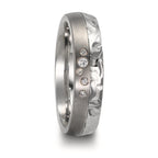 Partnerring rostfritt stål, titan diamant 0.05 ct, 5 stenar, w-si