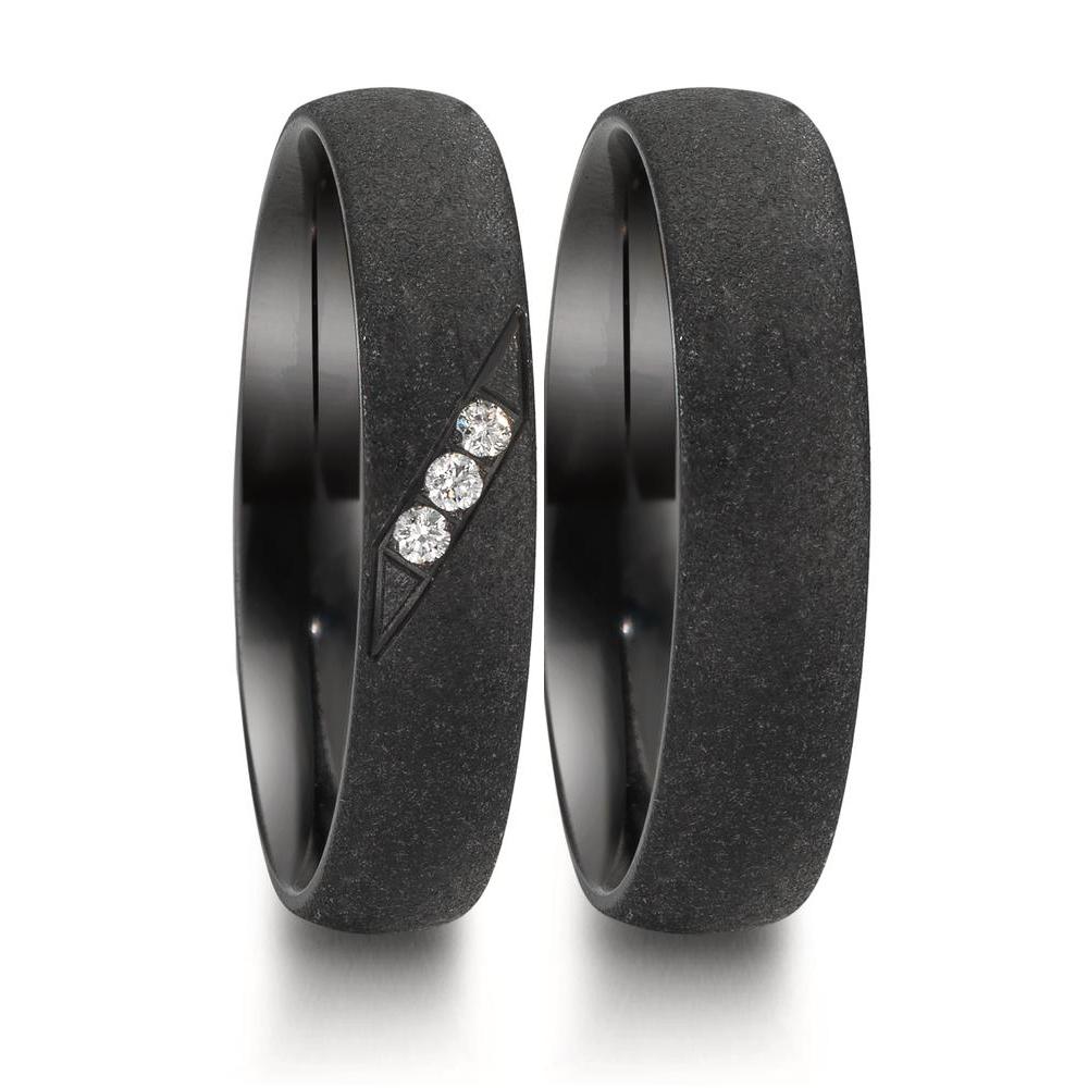Partnerring zirkonium diamant 0.045 ct, 3 stenar, w-si