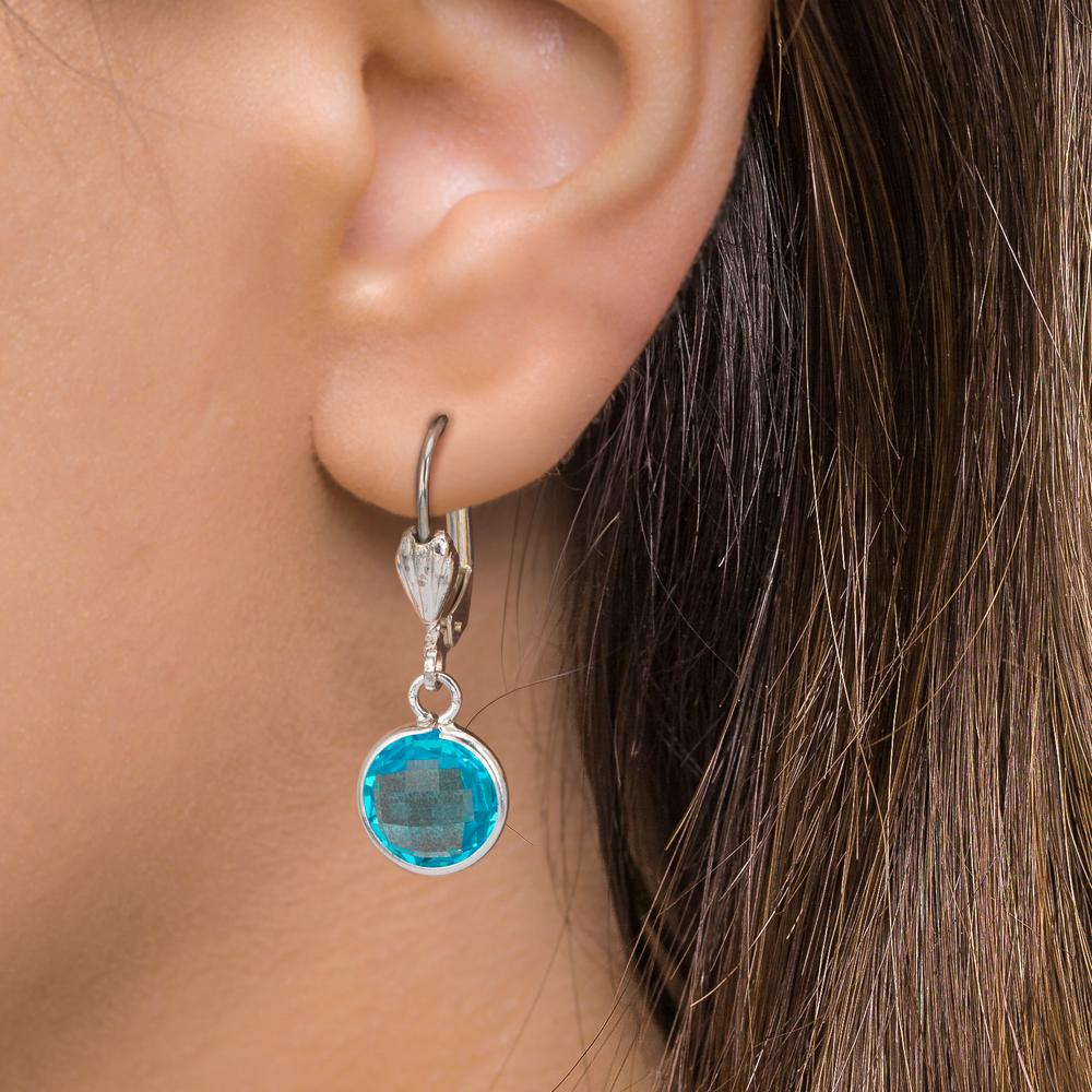 Örhängen antiallergisk Zirkoniumoxid aqua, 2 stenar, 8 mm