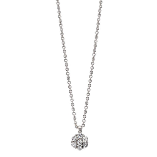 Collier Silver Zirkoniumoxid 7 stenar rodiumpläterad blomma 38 cm