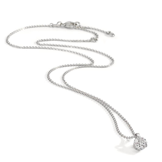 Collier Silver Zirkoniumoxid 7 stenar rodiumpläterad blomma 38 cm