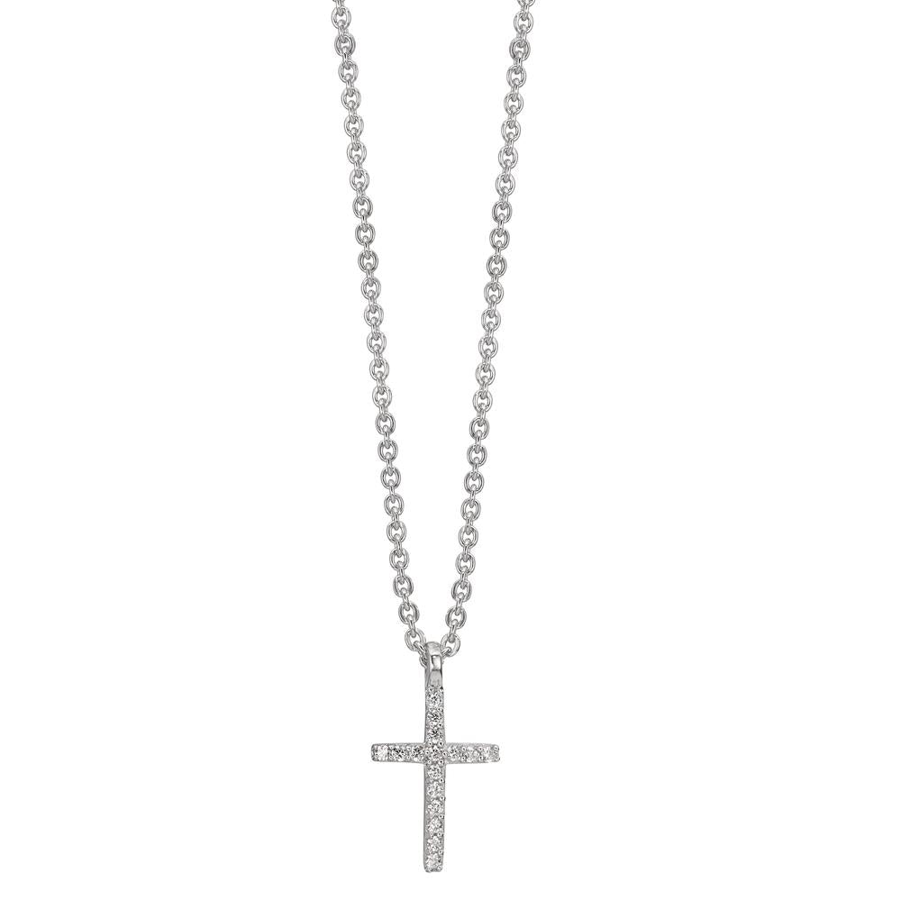 Collier Silver Zirkoniumoxid 16 stenar rodiumpläterad Korsa 38-42 cm