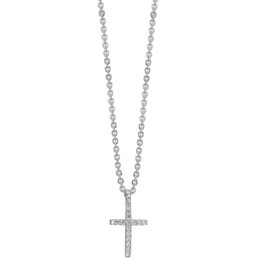 Collier Silver Zirkoniumoxid 16 stenar rodiumpläterad Korsa 38-42 cm