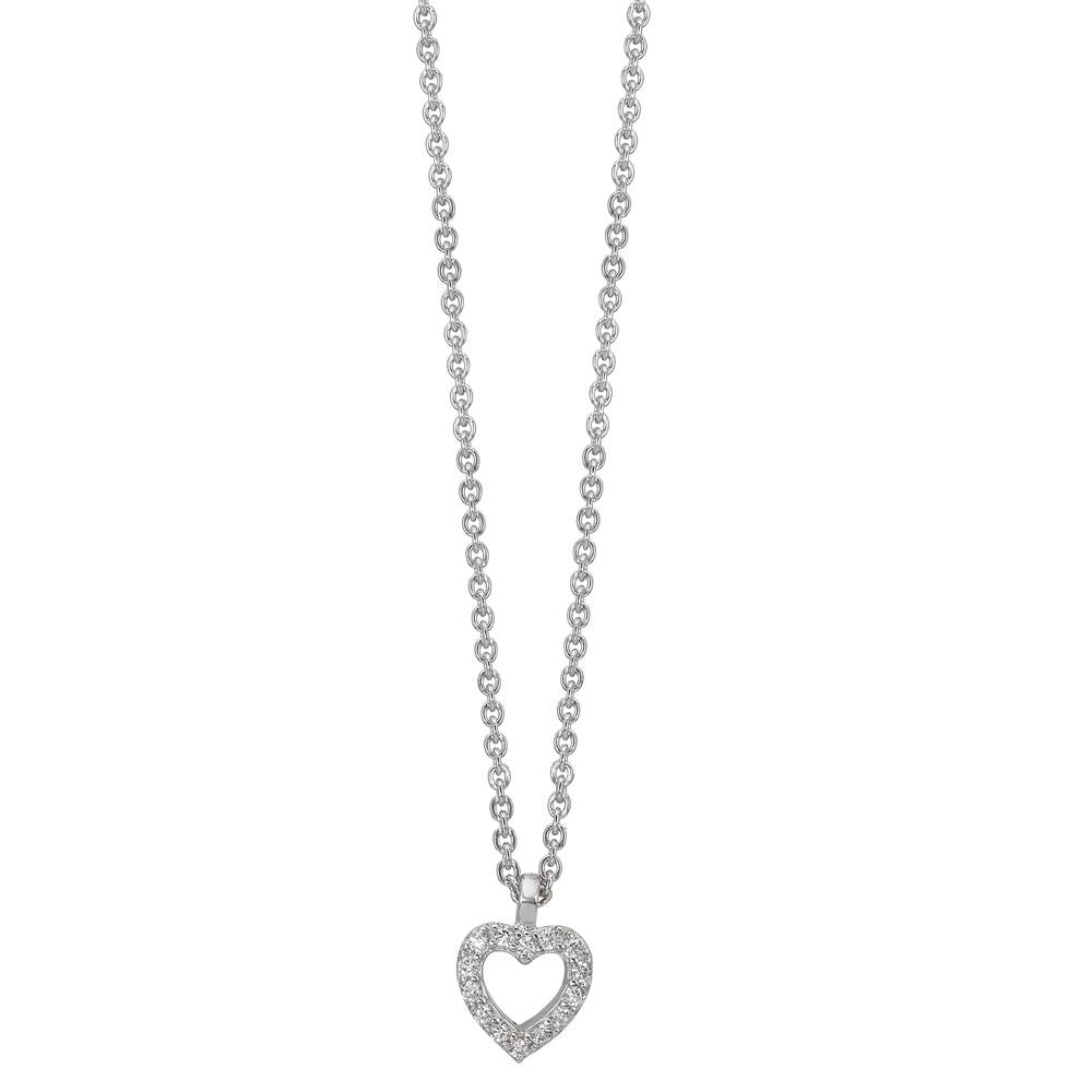 Collier Silver Zirkoniumoxid 16 stenar rodiumpläterad Hjärta 38-42 cm