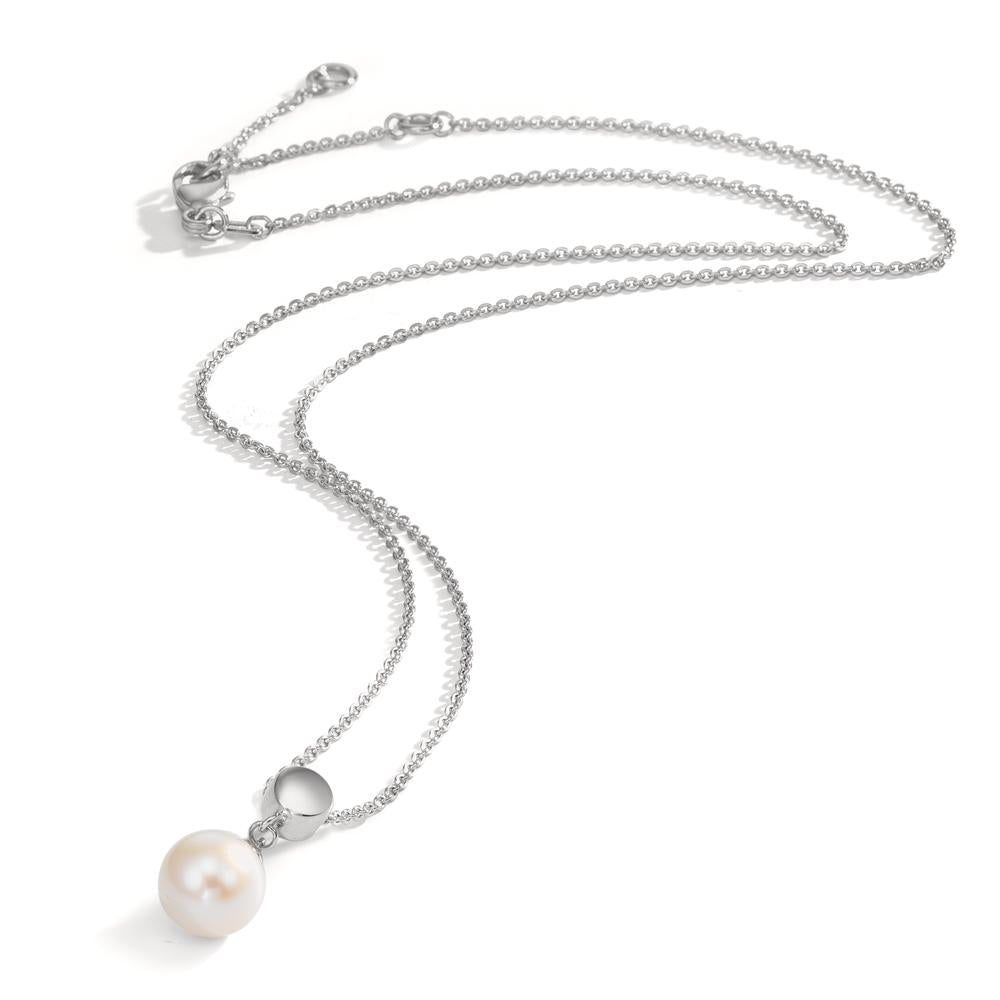 Collier Silver rodiumpläterad Sötvattensodlad pärla 7.5-8 mm 38-42 cm