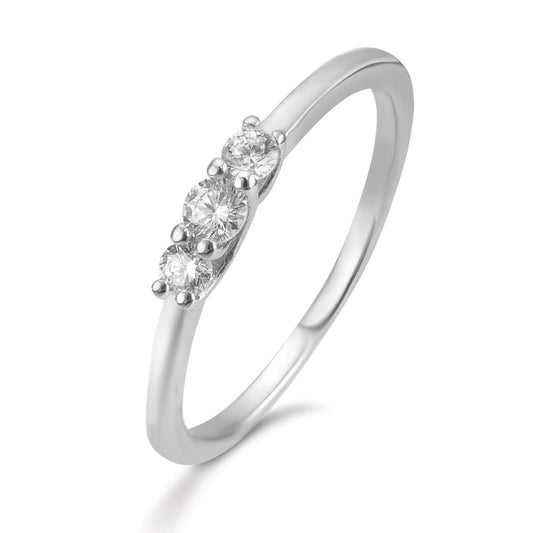 Finger ring Silver Zirkoniumoxid 3 stenar rodiumpläterad