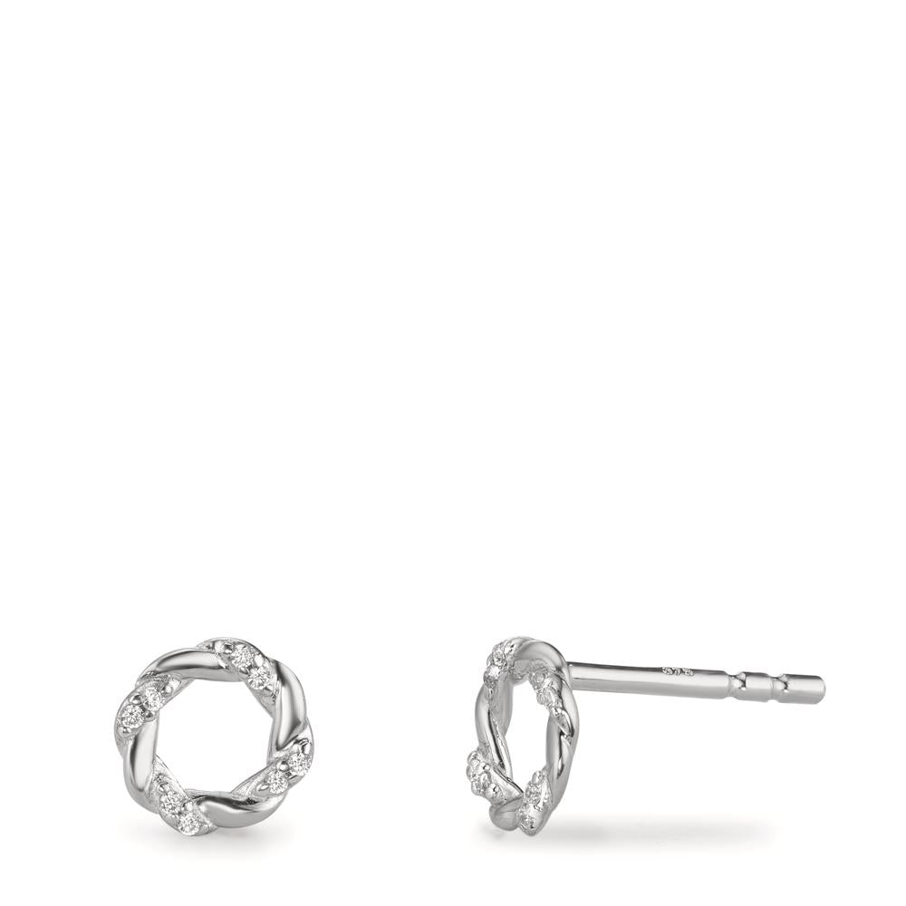 Örhängen med knoppar Silver Zirkoniumoxid 16 stenar rodiumpläterad Ø6.5 mm