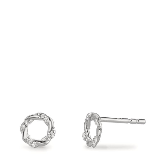 Örhängen med knoppar Silver Zirkoniumoxid 16 stenar rodiumpläterad Ø6.5 mm