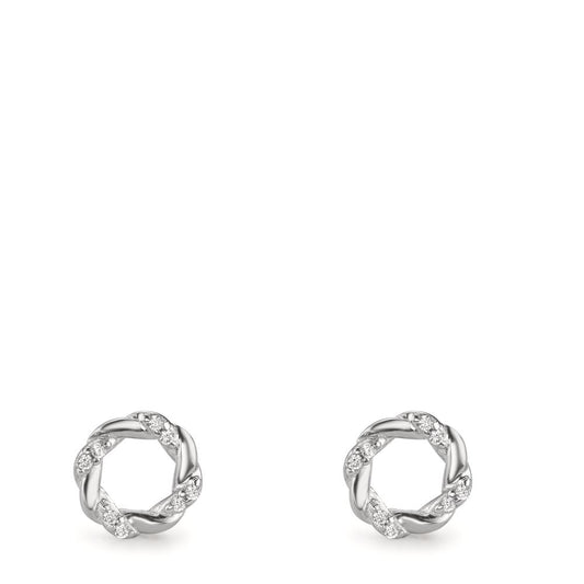 Örhängen med knoppar Silver Zirkoniumoxid 16 stenar rodiumpläterad Ø6.5 mm