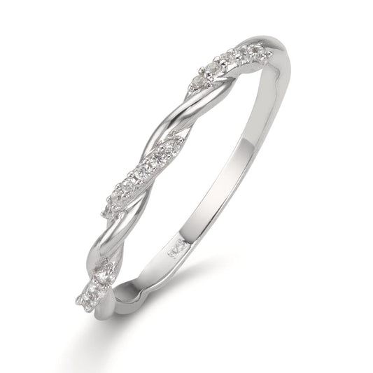 Sätt i ring Silver Zirkoniumoxid 18 stenar rodiumpläterad