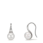 Örhängen Silver rodiumpläterad Sötvattensodlad pärla, 2 Pärlor, 8 mm