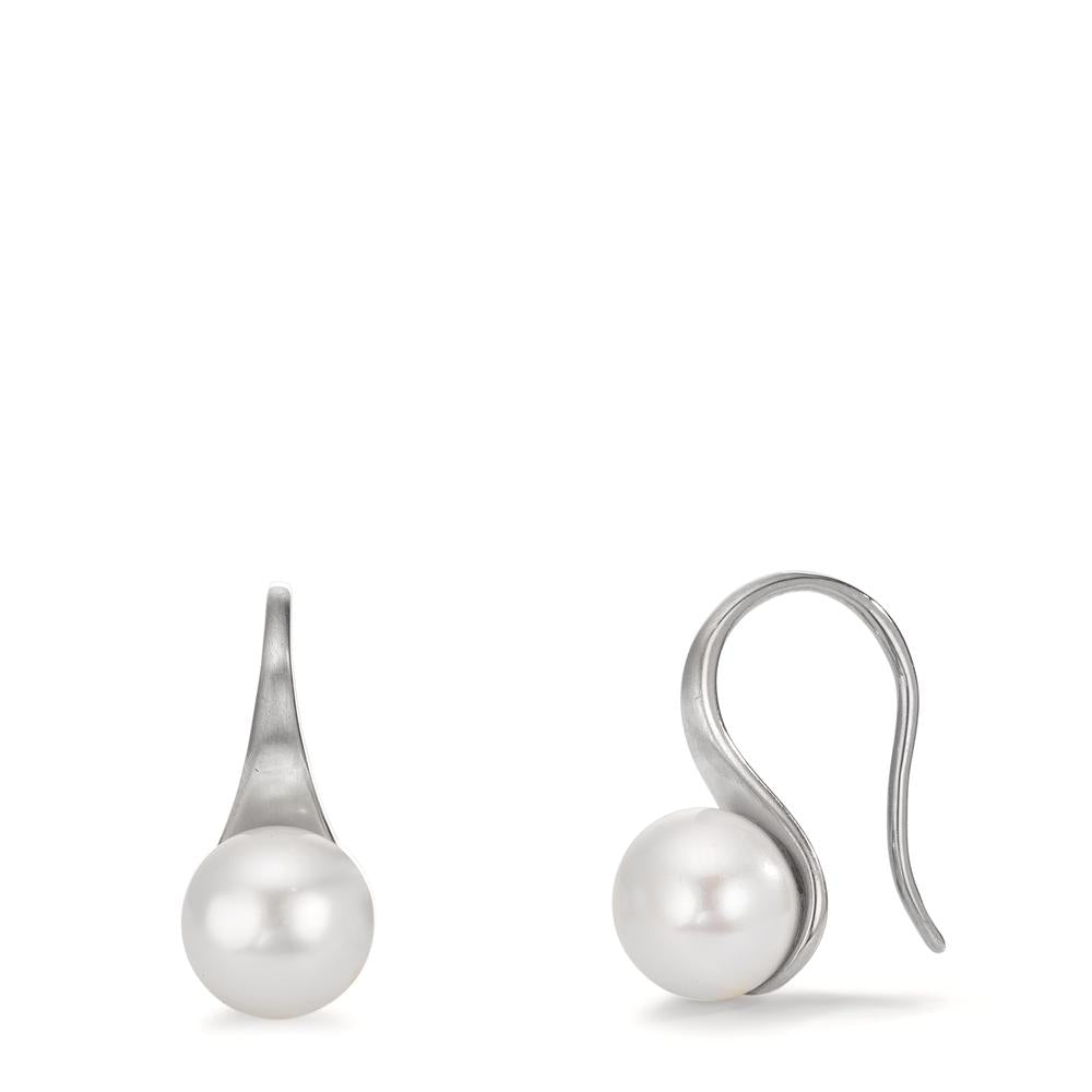 Örhängen Silver rodiumpläterad Sötvattensodlad pärla, 2 Pärlor, 8 mm