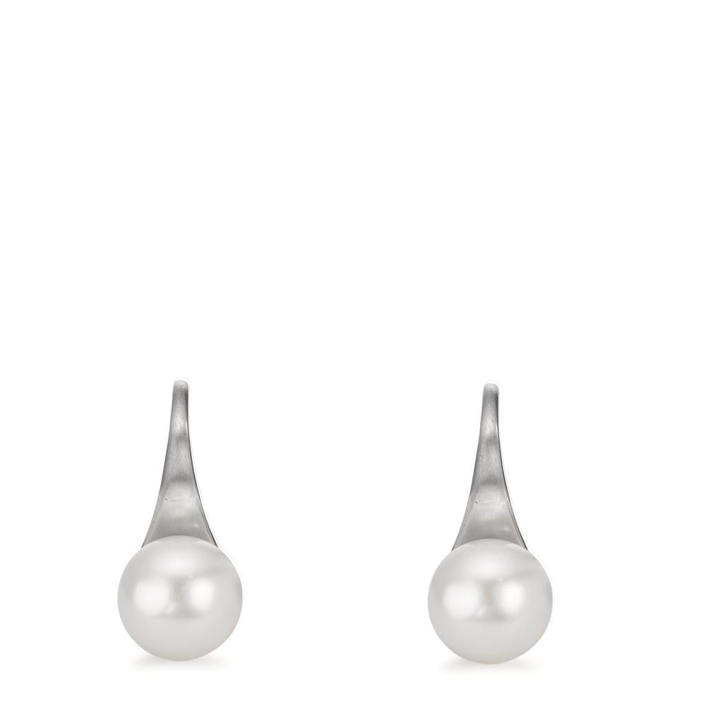 Örhängen Silver rodiumpläterad Sötvattensodlad pärla, 2 Pärlor, 8 mm