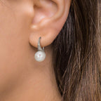 Örhängen Silver rodiumpläterad Sötvattensodlad pärla, 2 Pärlor, 8 mm
