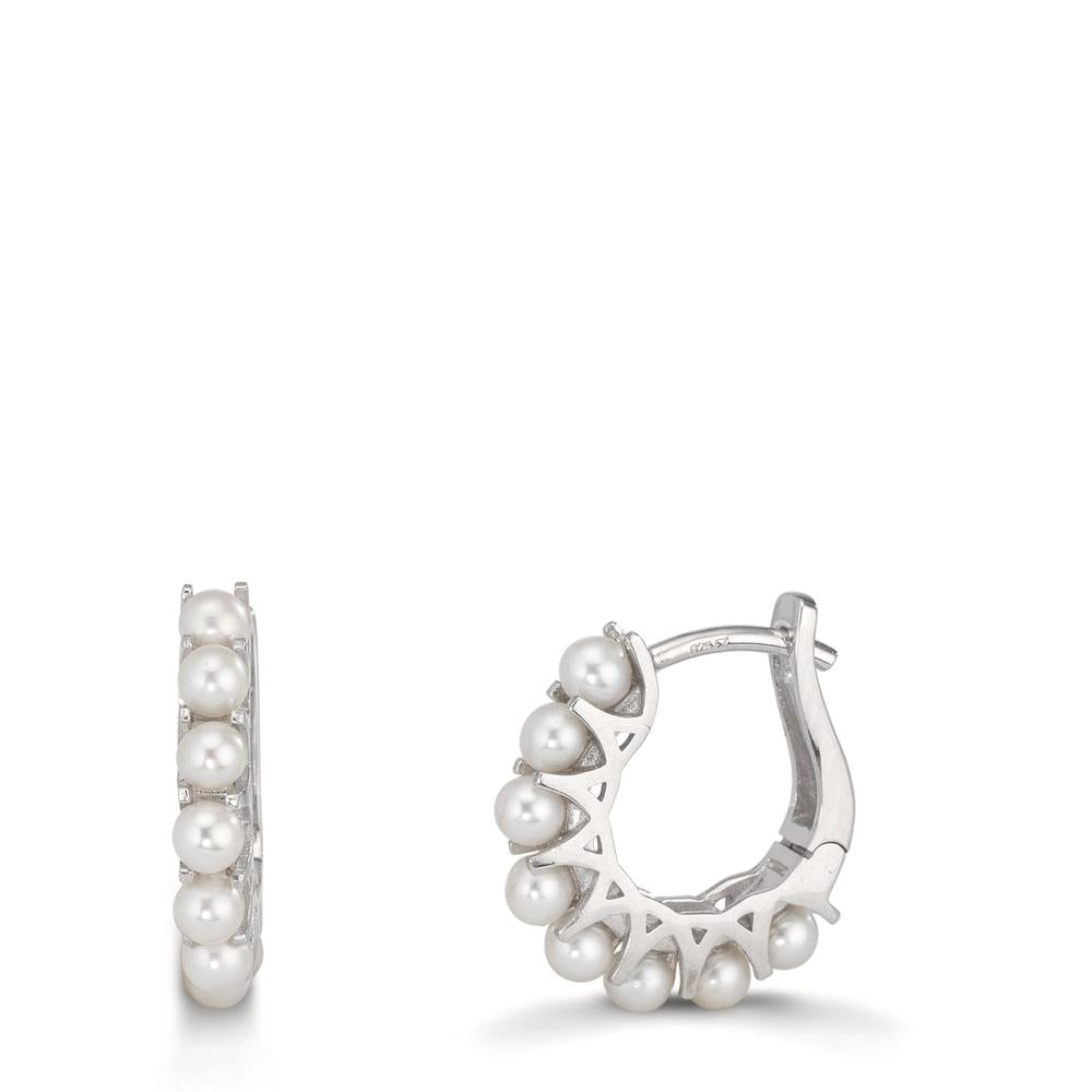 Hopfällbara örhängen Silver rodiumpläterad Sötvattensodlad pärla, 16 Pärlor, 2.5 mm