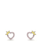 Örhängen med knoppar Silver Zirkoniumoxid rosa rodiumpläterad Hjärta Ø6.5 mm