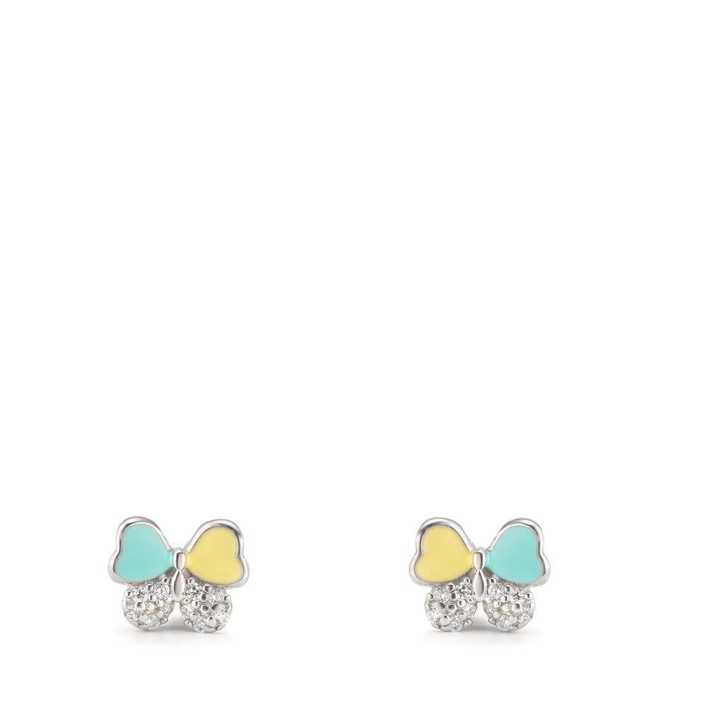 Örhängen med knoppar Silver Zirkoniumoxid 20 stenar rodiumpläterad fjäril Ø6 mm
