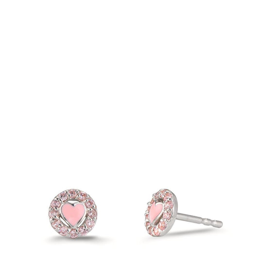 Örhängen med knoppar Silver [Zirkonia] [rosa] Ø6.5 mm