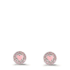 Örhängen med knoppar Silver Zirkoniumoxid rosa rodiumpläterad Hjärta Ø6.5 mm