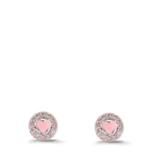 Örhängen med knoppar Silver [Zirkonia] [rosa] Ø6.5 mm