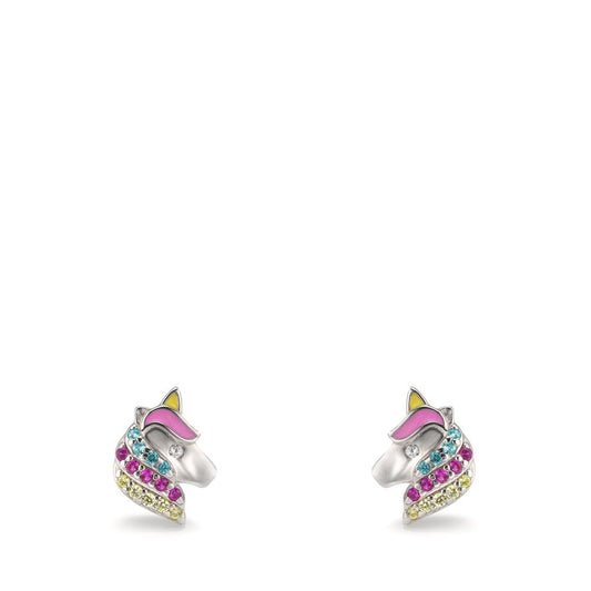 Örhängen med knoppar Silver [Zirkonia] [bunt] Ø7 mm