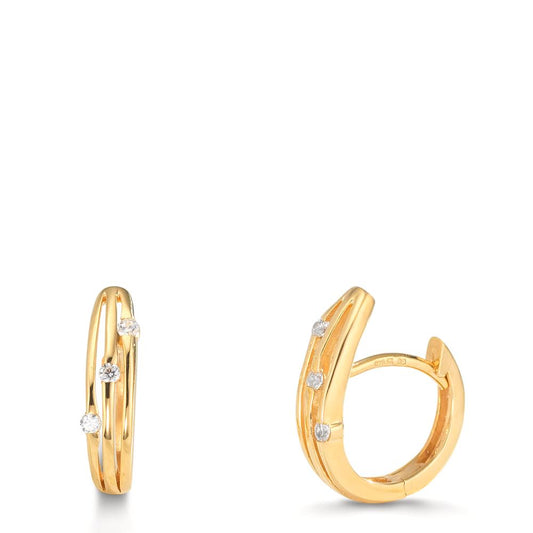 Hopfällbara örhängen Silver Zirkoniumoxid 6 stenar gul guldpläterad