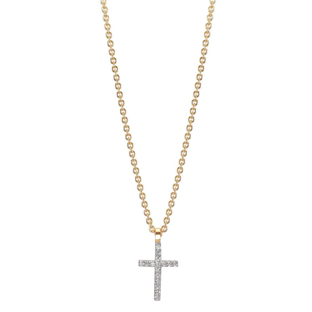 Collier 375/9 K gult guld Zirkoniumoxid 16 stenar Korsa 38-42 cm