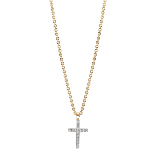 Collier 375/9 K gult guld Zirkoniumoxid 16 stenar Korsa 38-42 cm