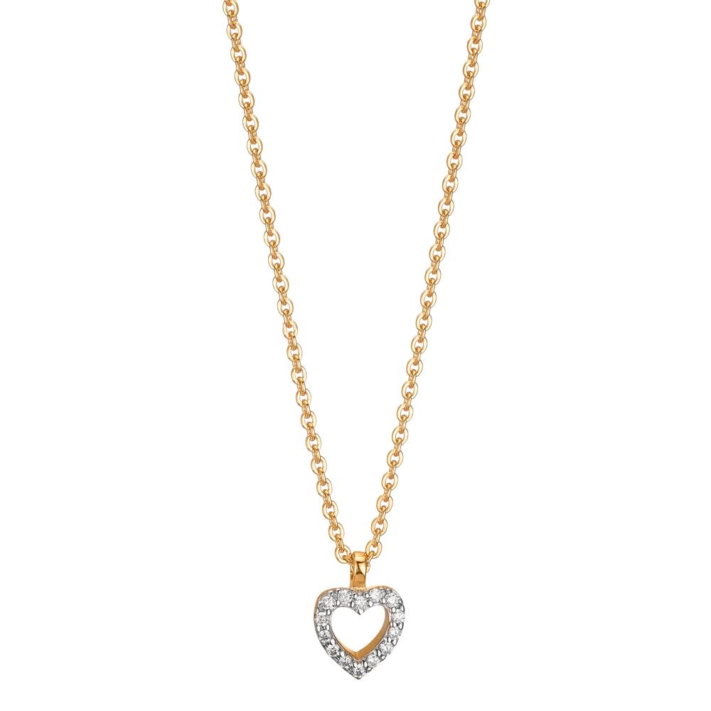 Collier 375/9 K gult guld Zirkoniumoxid Hjärta 38-42 cm