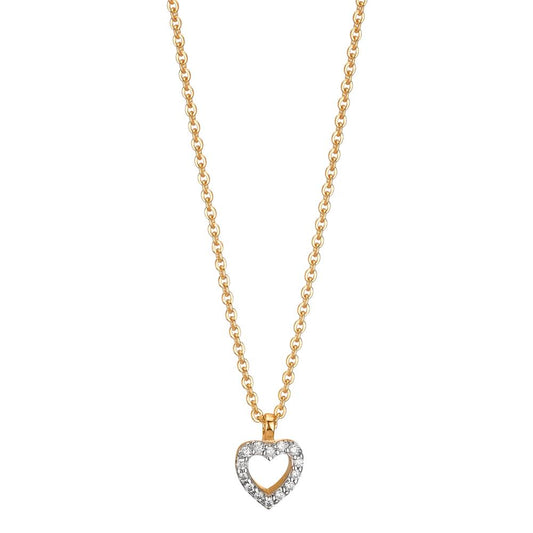 Collier 375/9 K gult guld Zirkoniumoxid Hjärta 38-42 cm