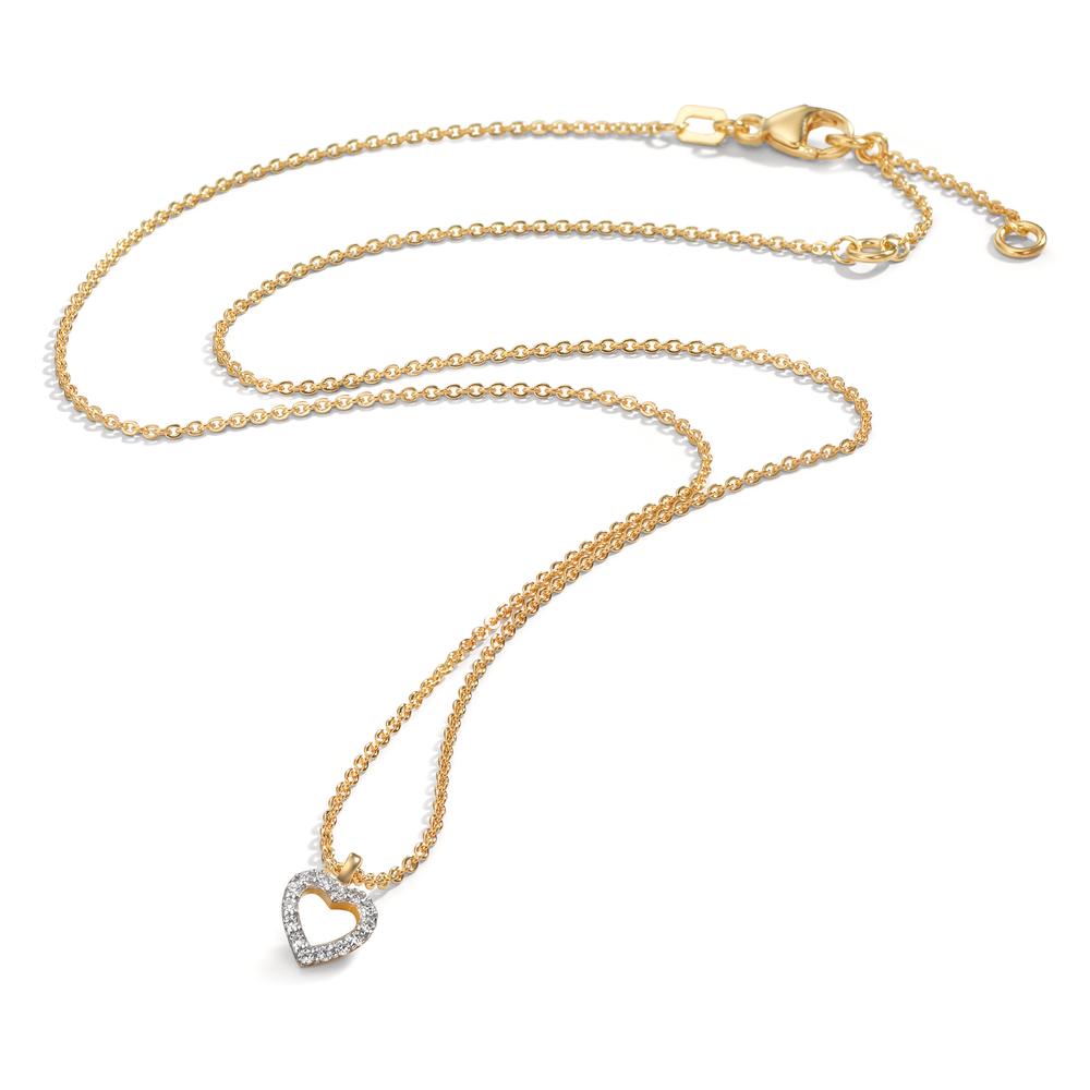 Collier 375/9 K gult guld Zirkoniumoxid Hjärta 38-42 cm