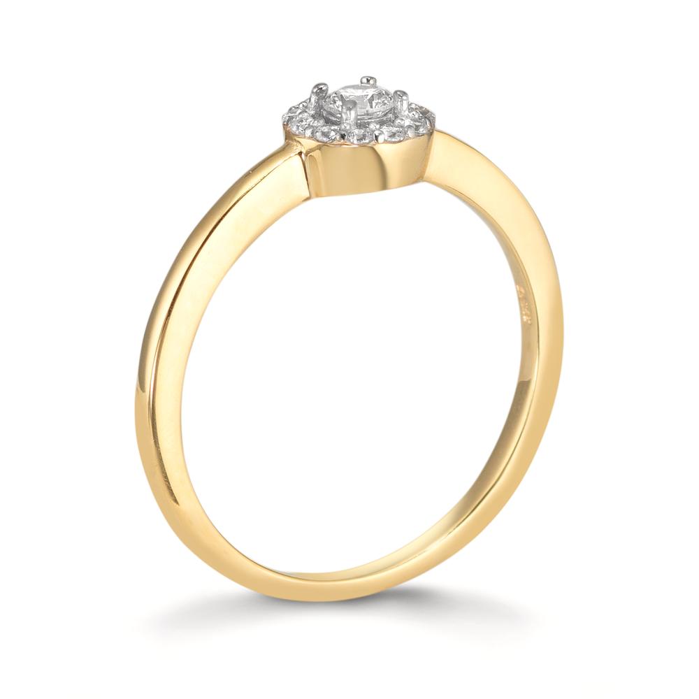 Finger ring 375/9 K gult guld Zirkoniumoxid