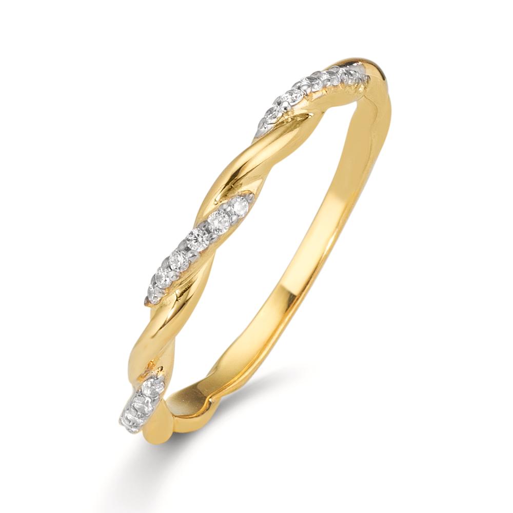 Finger ring 375/9 K gult guld Zirkoniumoxid 18 stenar