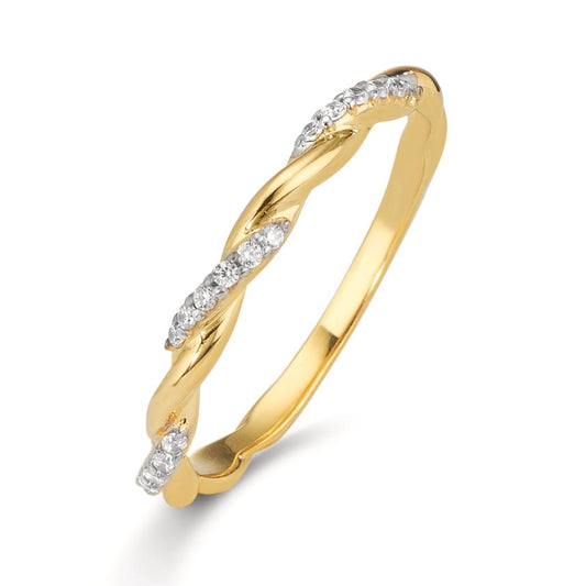 Finger ring 375/9 K gult guld Zirkoniumoxid 18 stenar