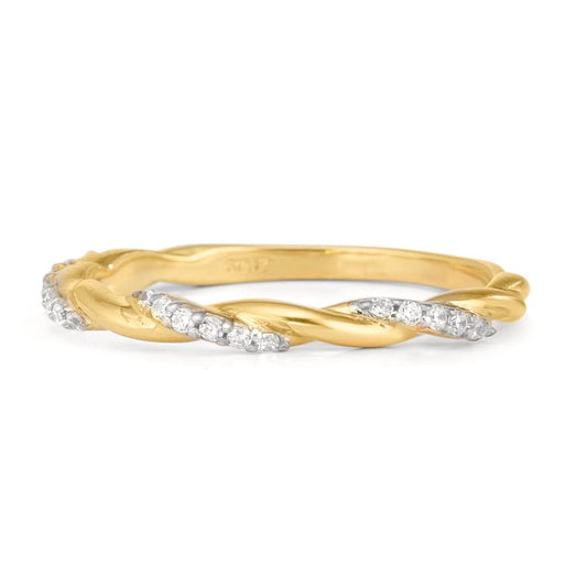 Finger ring 375/9 K gult guld Zirkoniumoxid 18 stenar