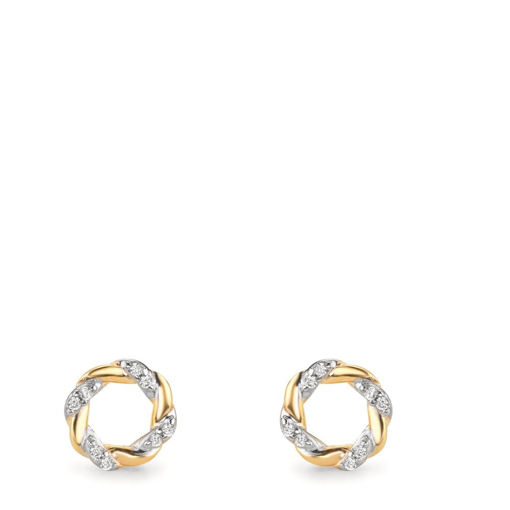 Örhängen med knoppar 375/9 K gult guld Zirkoniumoxid 16 stenar Ø6.5 mm