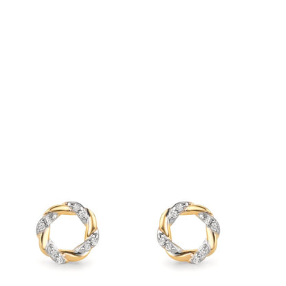 Örhängen med knoppar 375/9 K gult guld Zirkoniumoxid 16 stenar Ø6.5 mm