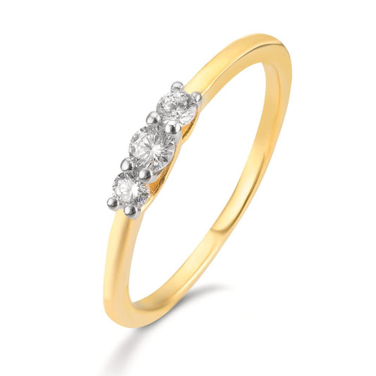 Finger ring 375/9 K gult guld Zirkoniumoxid 3 stenar