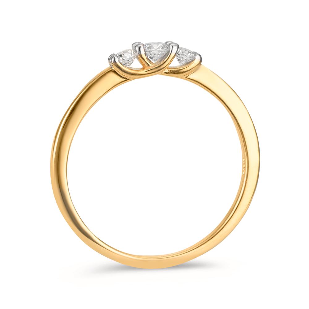 Finger ring 375/9 K gult guld Zirkoniumoxid 3 stenar