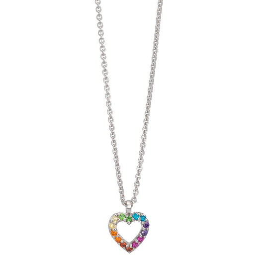 Halsband med hänge Silver [Zirkonia] [regenbogenfarbig] 36-38 cm