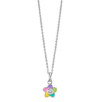 Halsband med hänge Silver Zirkoniumoxid rodiumpläterad blomma 36-38 cm