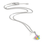 Halsband med hänge Silver Zirkoniumoxid rodiumpläterad blomma 36-38 cm