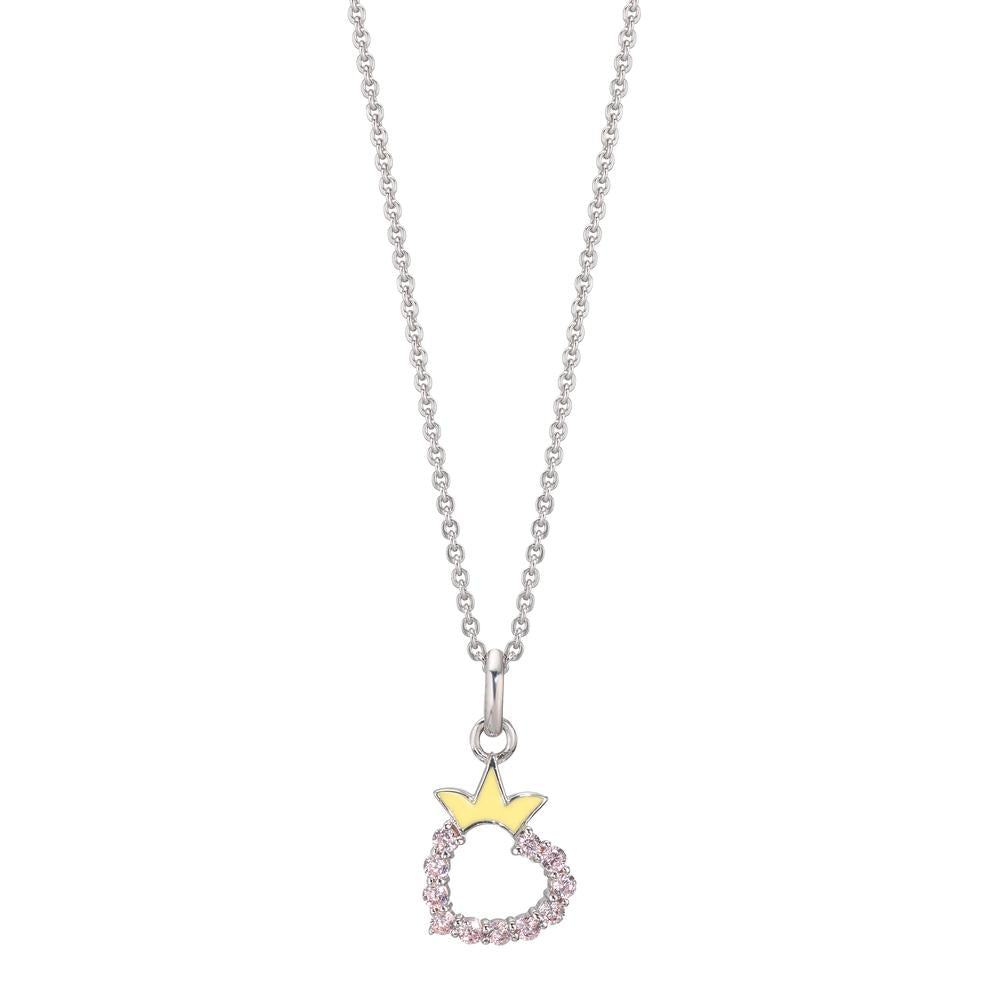 Halsband med hänge Silver Zirkoniumoxid rodiumpläterad Hjärta 36-38 cm