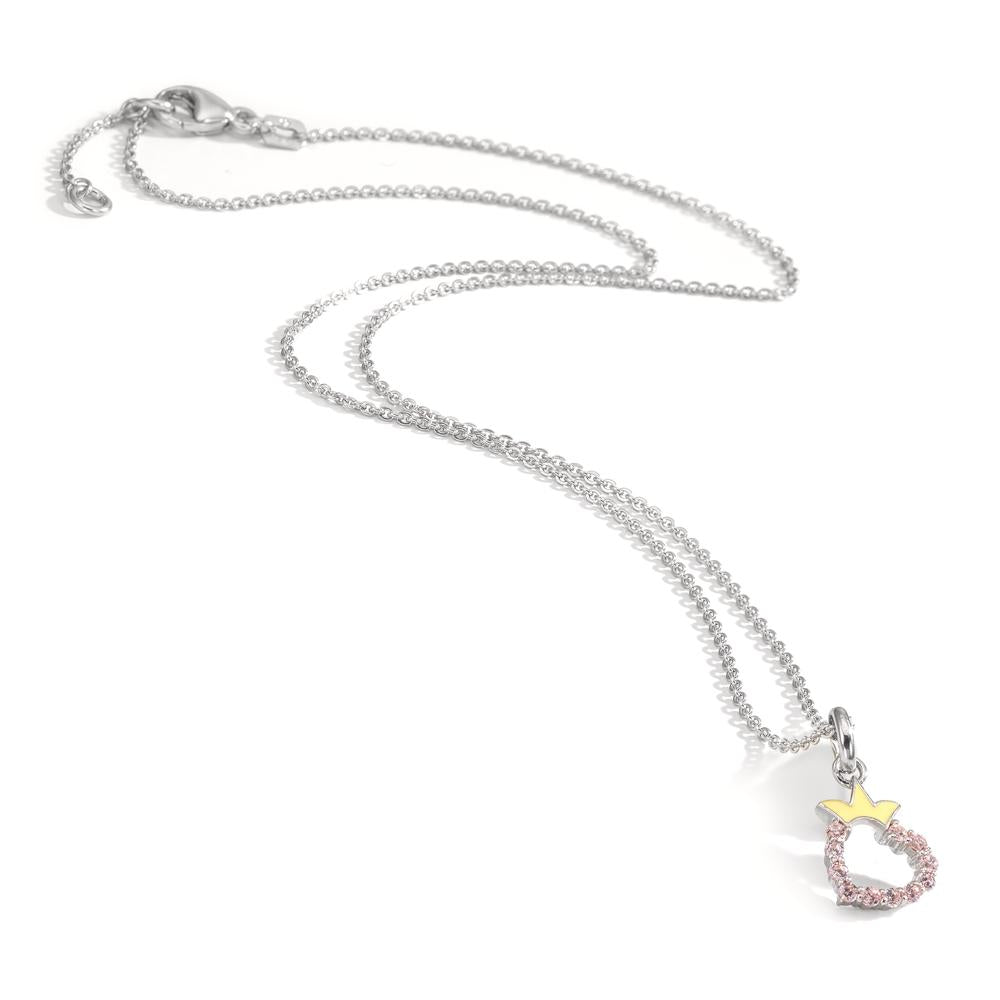 Halsband med hänge Silver Zirkoniumoxid rodiumpläterad Hjärta 36-38 cm