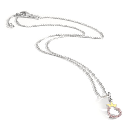 Halsband med hänge Silver Zirkoniumoxid rodiumpläterad Hjärta 36-38 cm