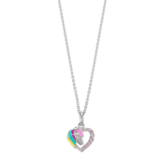 Halsband med hänge Silver [Zirkonia] [rosa] 36-38 cm