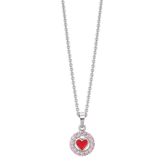 Halsband med hänge Silver [Zirkonia] [rosa] 36-38 cm