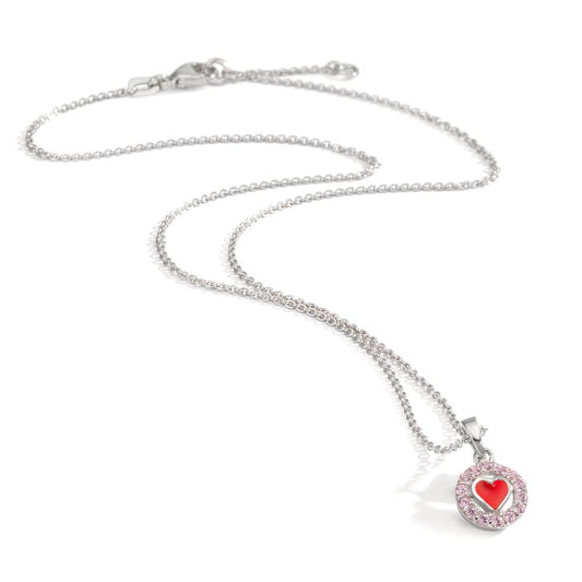 Halsband med hänge Silver [Zirkonia] [rosa] 36-38 cm