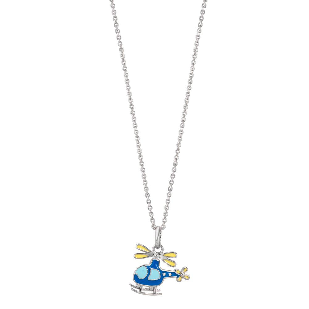 Halsband med hänge Silver rodiumpläterad helikopter 38-40 cm